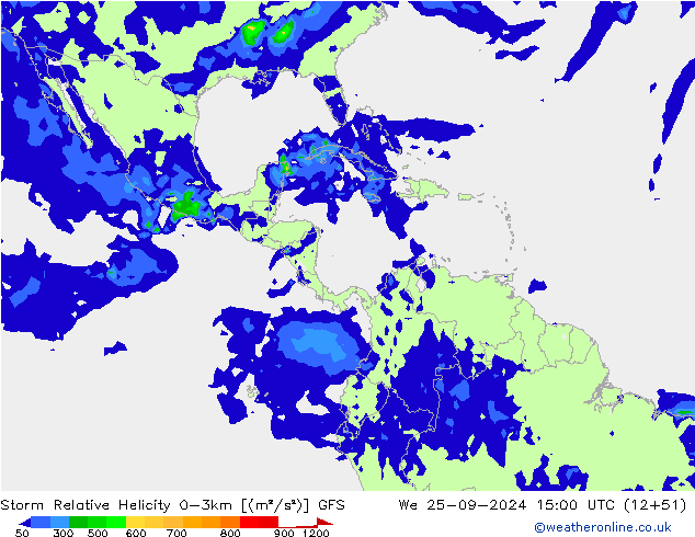 Storm Relative Helicity GFS We 25.09.2024 15 UTC