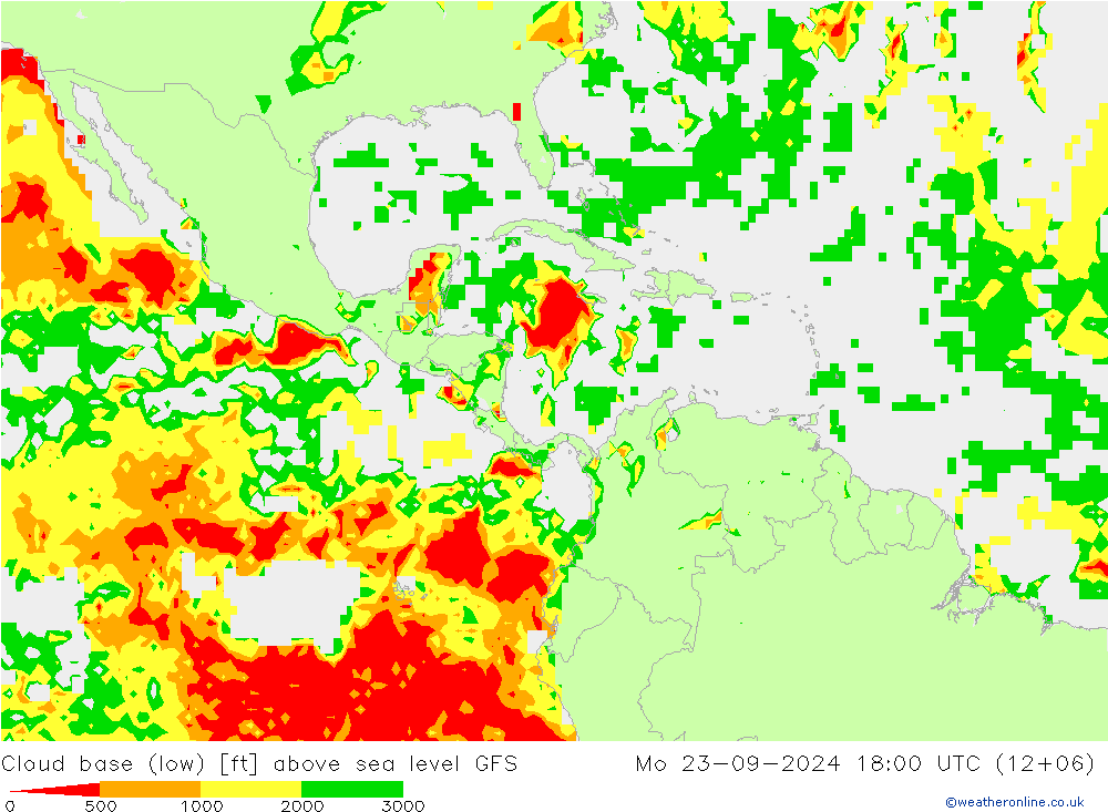 Wolkenbasis (Laag) GFS ma 23.09.2024 18 UTC