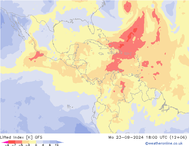 Lifted Index GFS ma 23.09.2024 18 UTC