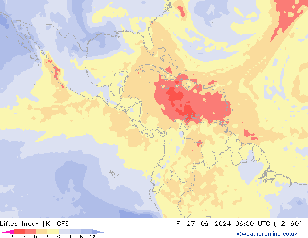 Lifted Index GFS Fr 27.09.2024 06 UTC