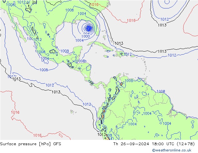 приземное давление GFS чт 26.09.2024 18 UTC