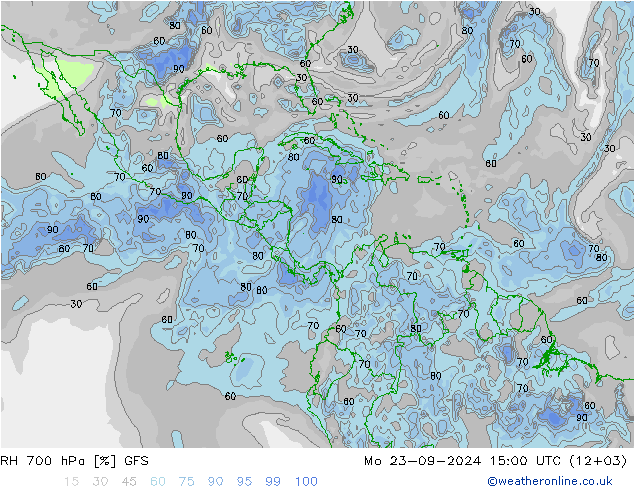 RH 700 hPa GFS Seg 23.09.2024 15 UTC