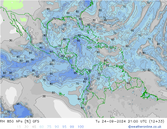 RH 850 hPa GFS  24.09.2024 21 UTC