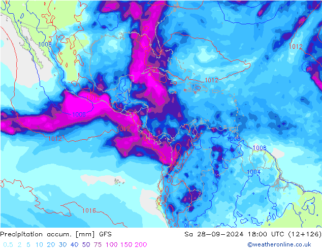 Totale neerslag GFS za 28.09.2024 18 UTC