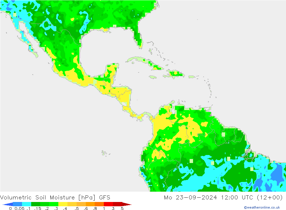 Volumetric Soil Moisture GFS Mo 23.09.2024 12 UTC