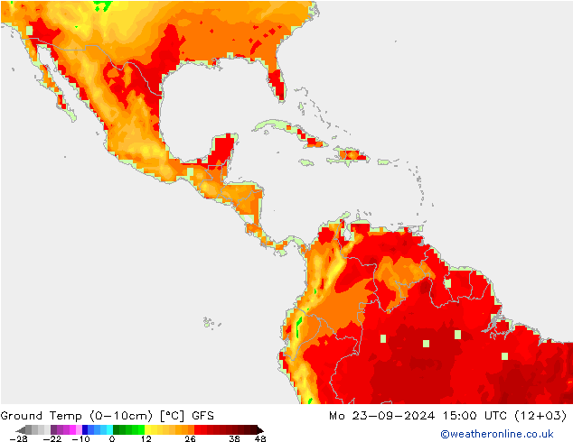 temp. mín./solo (0-10cm) GFS Seg 23.09.2024 15 UTC