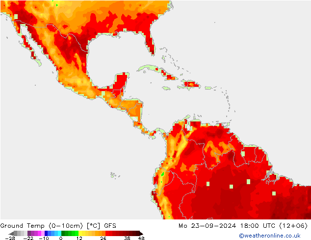 Ground Temp (0-10cm) GFS Mo 23.09.2024 18 UTC