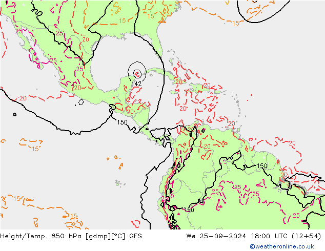 Z500/Rain (+SLP)/Z850 GFS We 25.09.2024 18 UTC