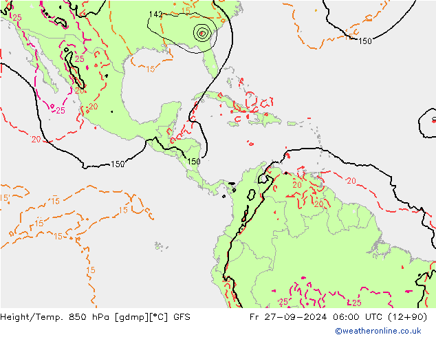 Height/Temp. 850 hPa GFS Fr 27.09.2024 06 UTC