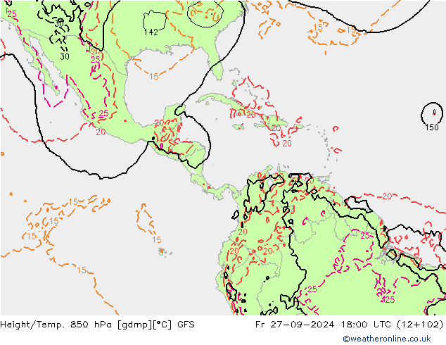 Z500/Rain (+SLP)/Z850 GFS Fr 27.09.2024 18 UTC