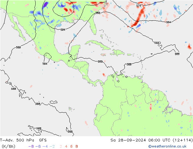 T-Adv. 500 гПа GFS сб 28.09.2024 06 UTC