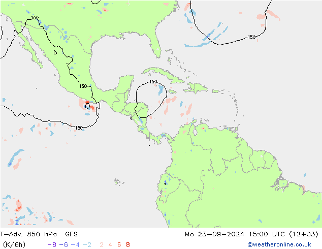 T-Adv. 850 hPa GFS Pzt 23.09.2024 15 UTC