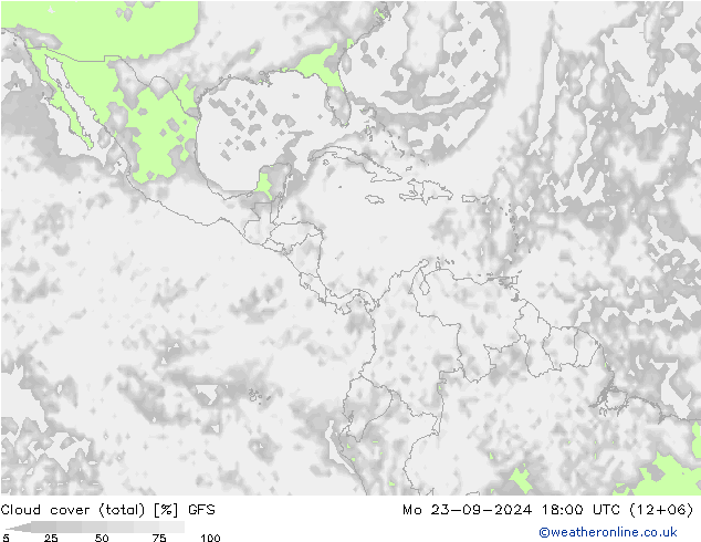 Bewolking (Totaal) GFS ma 23.09.2024 18 UTC