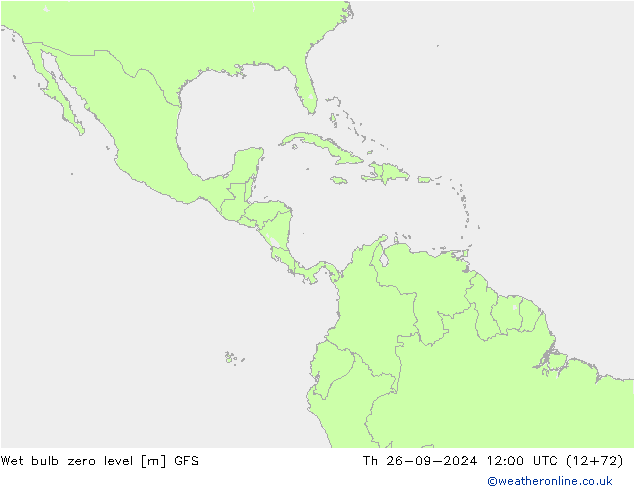 Wet bulb zero level GFS czw. 26.09.2024 12 UTC