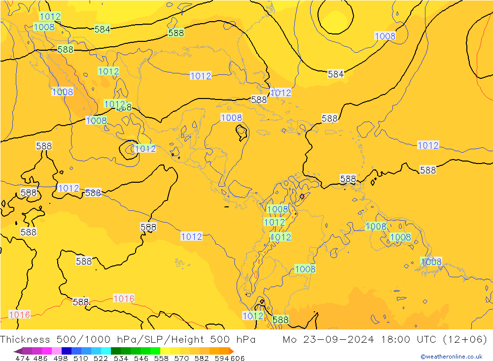 Thck 500-1000hPa GFS pon. 23.09.2024 18 UTC