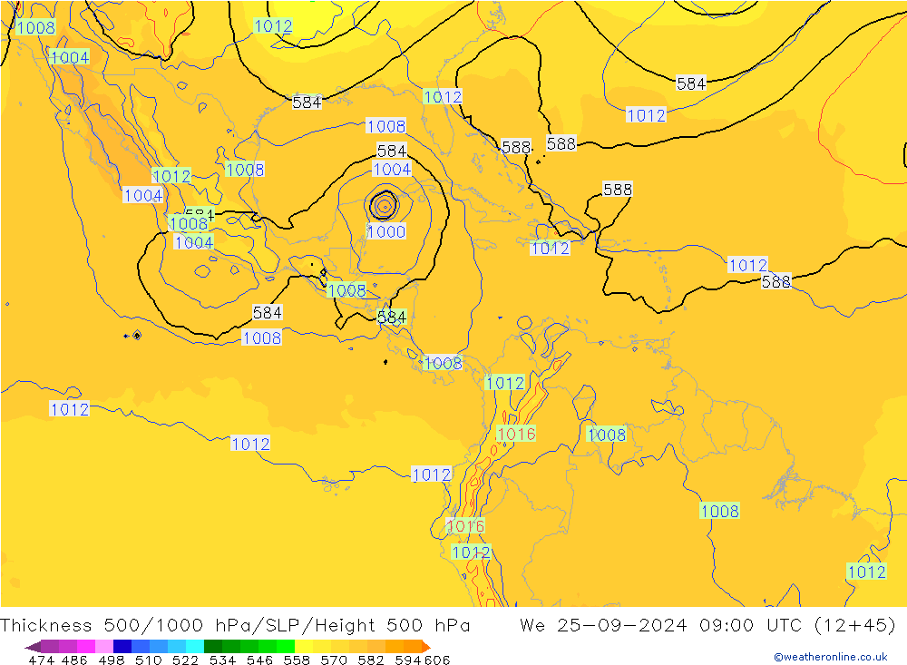 Thck 500-1000hPa GFS We 25.09.2024 09 UTC