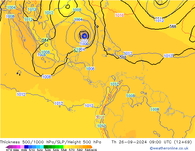 Thck 500-1000hPa GFS Th 26.09.2024 09 UTC