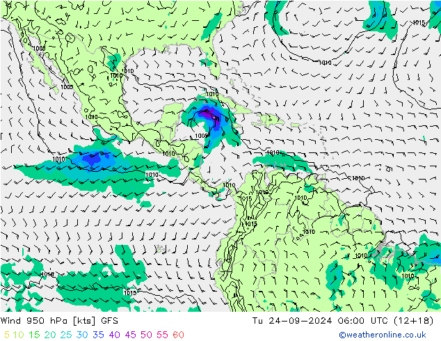 Vent 950 hPa GFS mar 24.09.2024 06 UTC