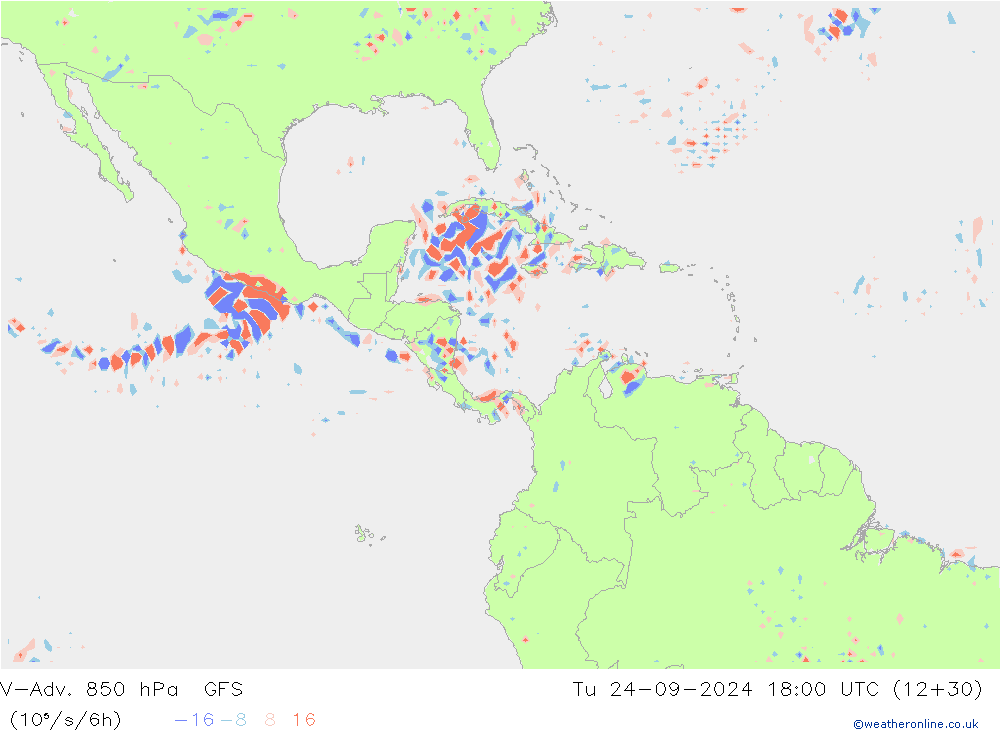 V-Adv. 850 hPa GFS Tu 24.09.2024 18 UTC