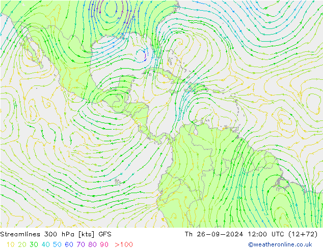 Streamlines 300 hPa GFS Th 26.09.2024 12 UTC