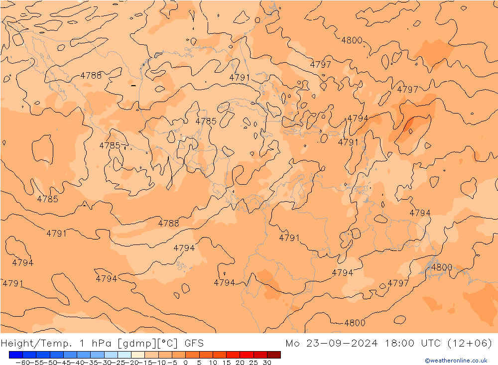 Height/Temp. 1 hPa GFS Po 23.09.2024 18 UTC