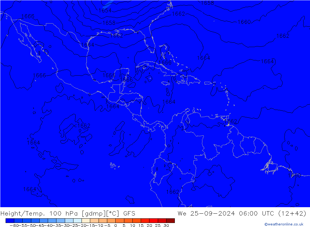 Height/Temp. 100 hPa GFS We 25.09.2024 06 UTC