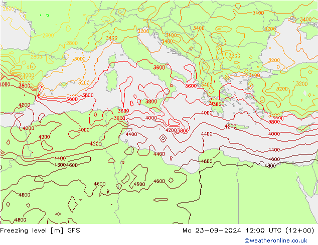 Donma Seviyesi GFS Pzt 23.09.2024 12 UTC