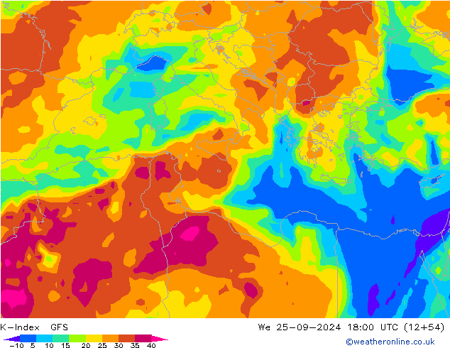 K-Index GFS mié 25.09.2024 18 UTC