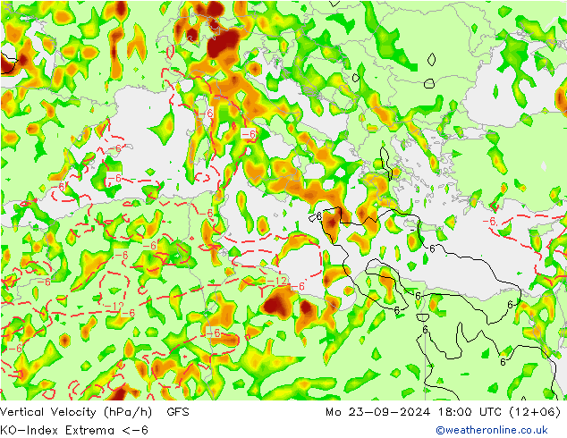 Convection-Index GFS lun 23.09.2024 18 UTC