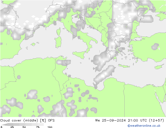 Cloud cover (middle) GFS We 25.09.2024 21 UTC