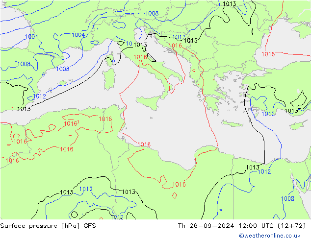 Surface pressure GFS Th 26.09.2024 12 UTC