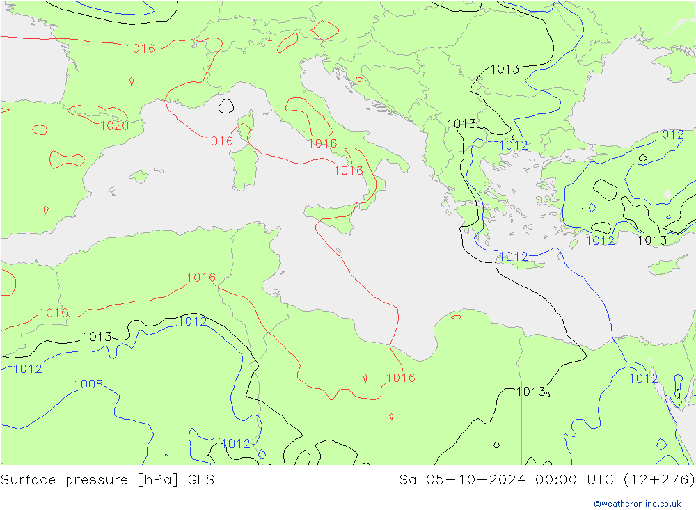 Surface pressure GFS Sa 05.10.2024 00 UTC