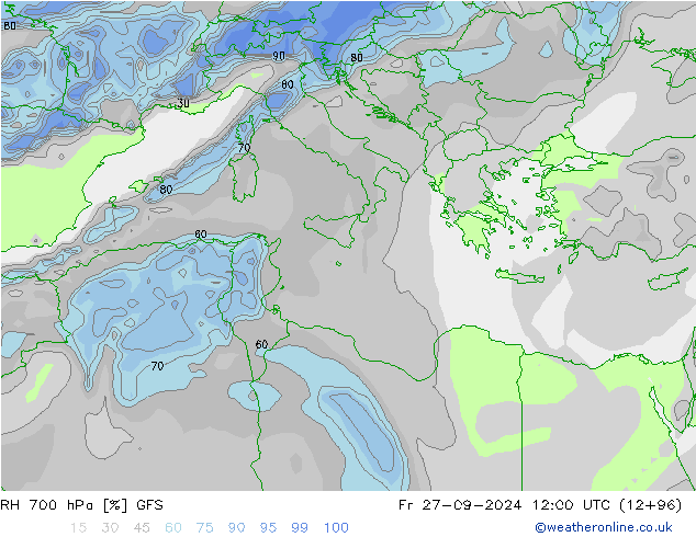 RH 700 hPa GFS pt. 27.09.2024 12 UTC