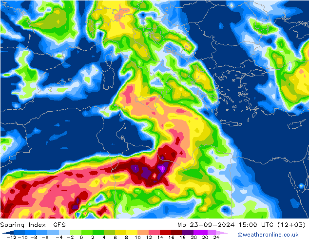 Soaring Index GFS Mo 23.09.2024 15 UTC