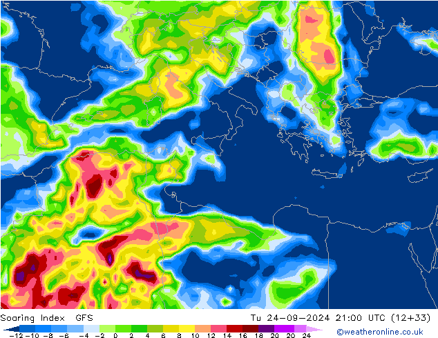 Soaring Index GFS Út 24.09.2024 21 UTC