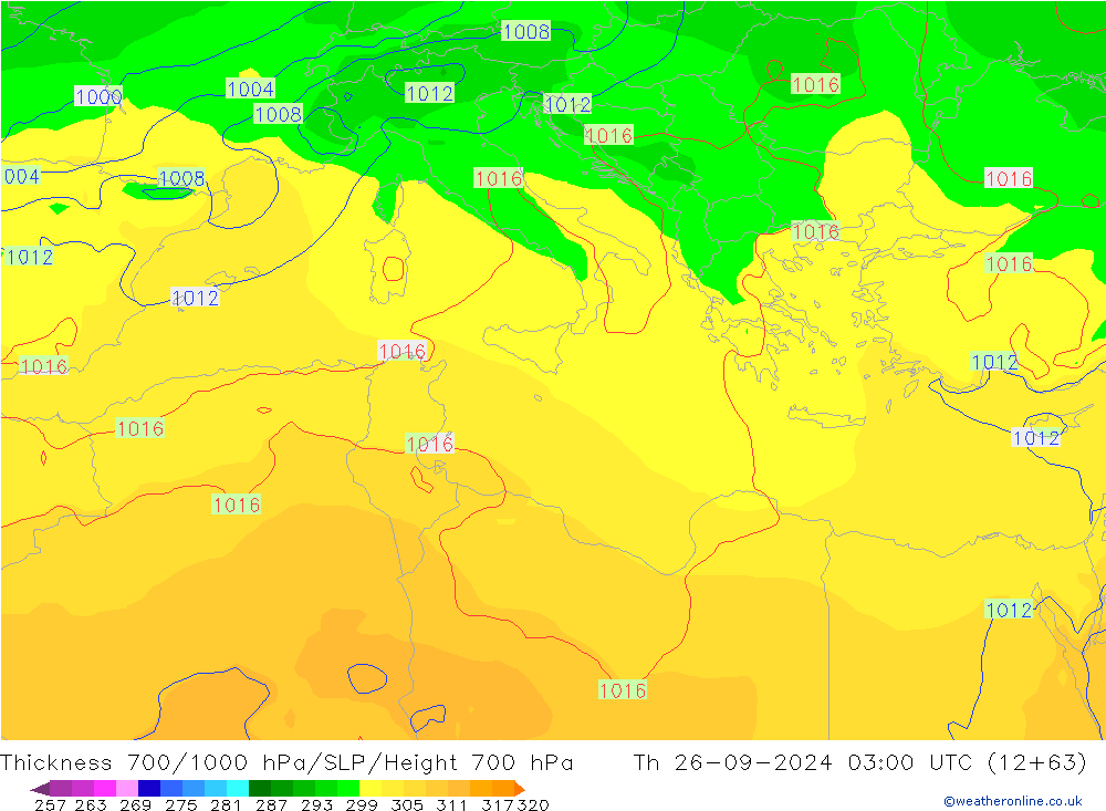 Thck 700-1000 hPa GFS Čt 26.09.2024 03 UTC