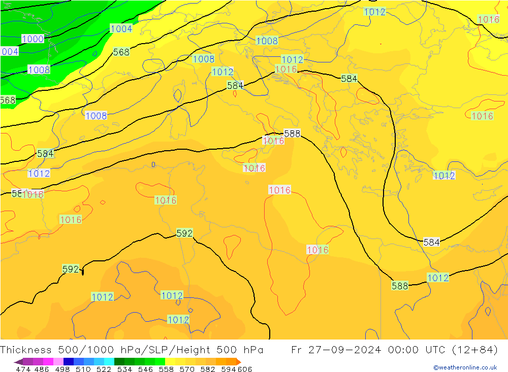 Schichtdicke 500-1000 hPa GFS Fr 27.09.2024 00 UTC