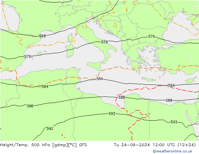 Z500/Rain (+SLP)/Z850 GFS wto. 24.09.2024 12 UTC