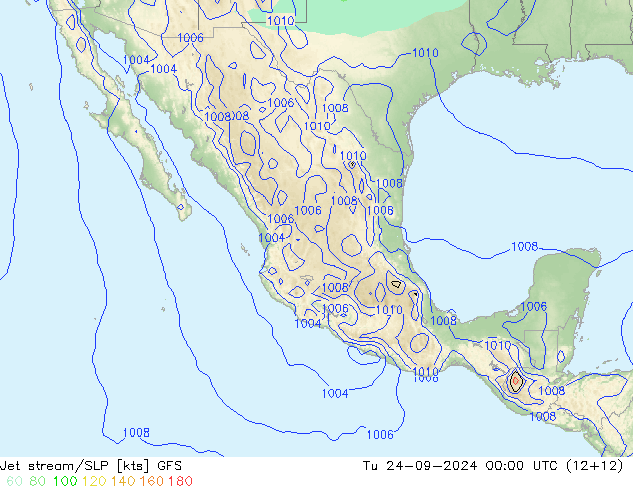 Corriente en chorro GFS mar 24.09.2024 00 UTC