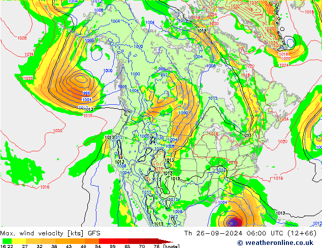 Max. wind snelheid GFS do 26.09.2024 06 UTC