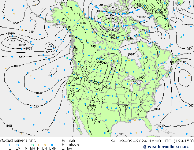 Chmura warstwa GFS nie. 29.09.2024 18 UTC