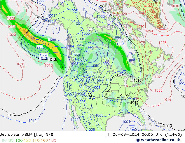 Jet stream/SLP GFS Th 26.09.2024 00 UTC