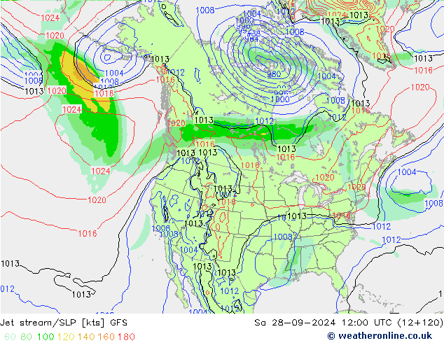 Jet stream/SLP GFS Sa 28.09.2024 12 UTC