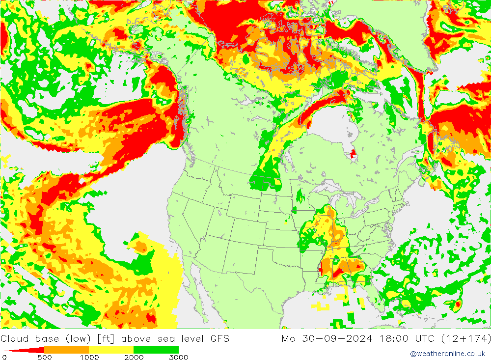 Cloud base (low) GFS lun 30.09.2024 18 UTC