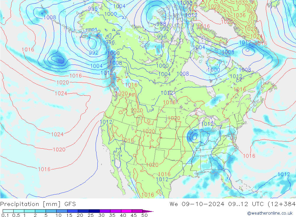 Niederschlag GFS Mi 09.10.2024 12 UTC