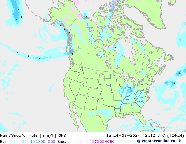 Rain/Snowfall rate GFS Сентябрь 2024