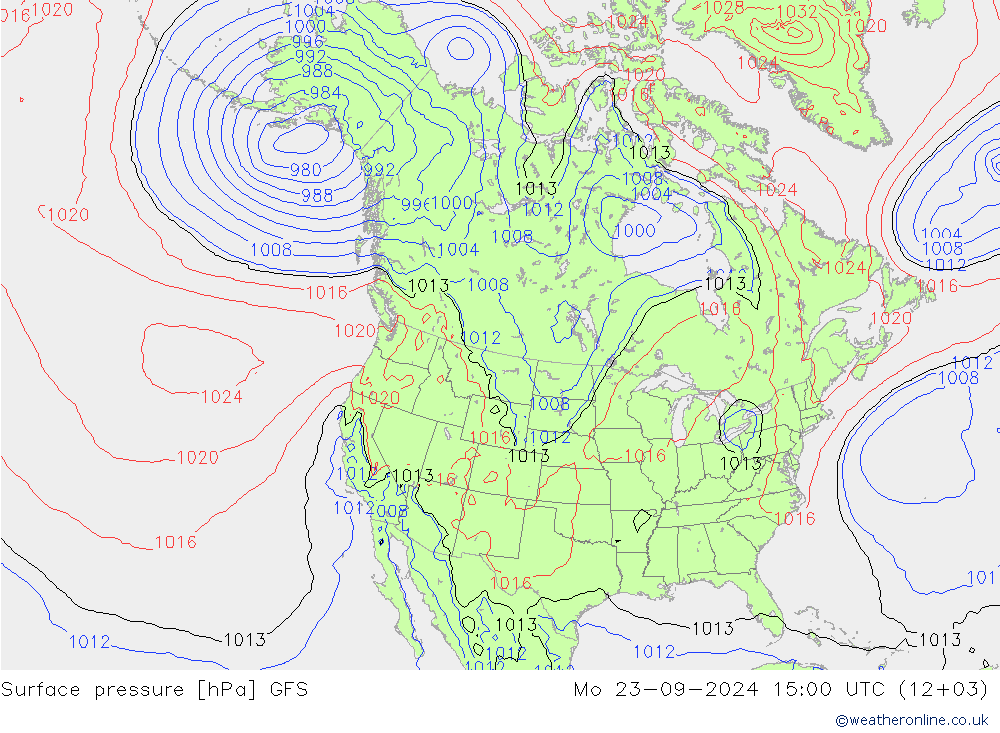 Luchtdruk (Grond) GFS ma 23.09.2024 15 UTC