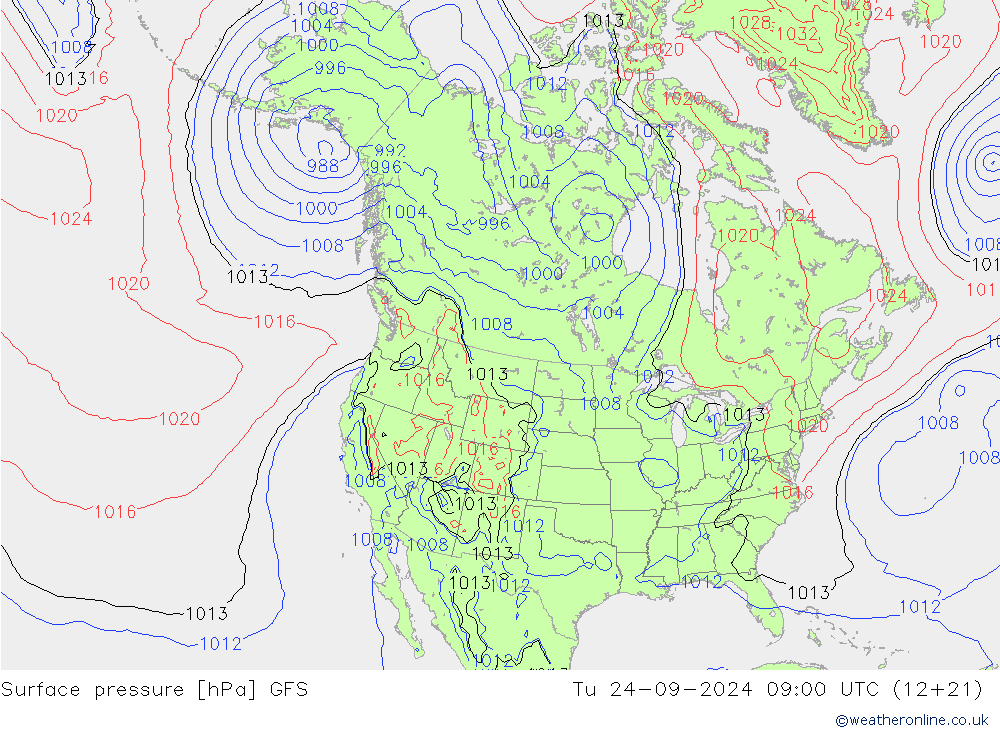 Surface pressure GFS Tu 24.09.2024 09 UTC