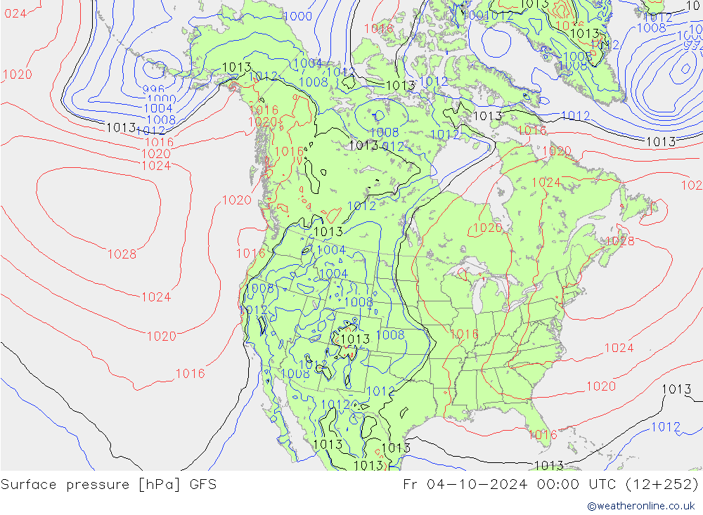 pression de l'air GFS ven 04.10.2024 00 UTC