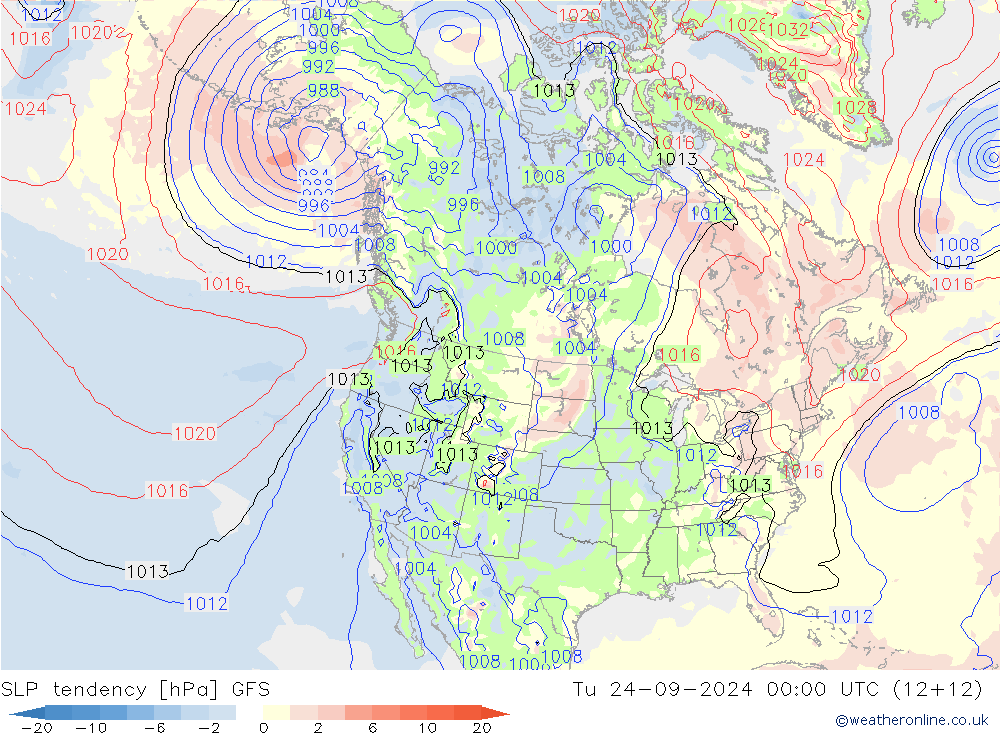 SLP tendency GFS Tu 24.09.2024 00 UTC